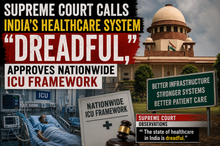 BIG ONE: Supreme Court Calls India’s Healthcare System “Dreadful”, Approves Nationwide ICU Framework